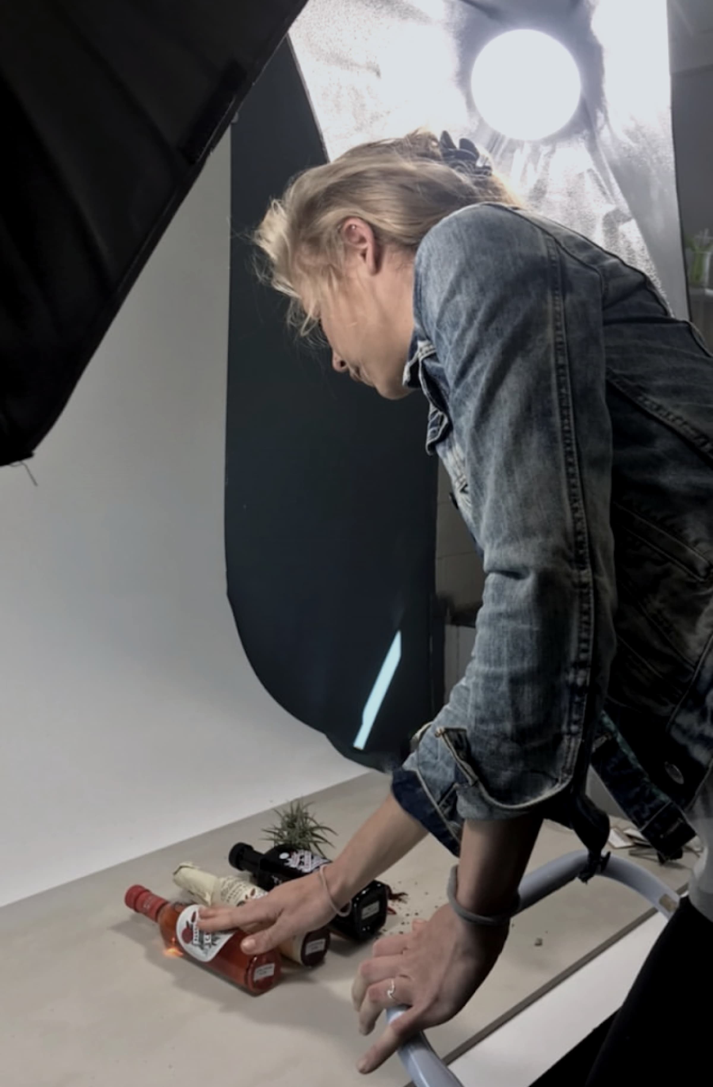 Christine on set, shooting product photography for a client